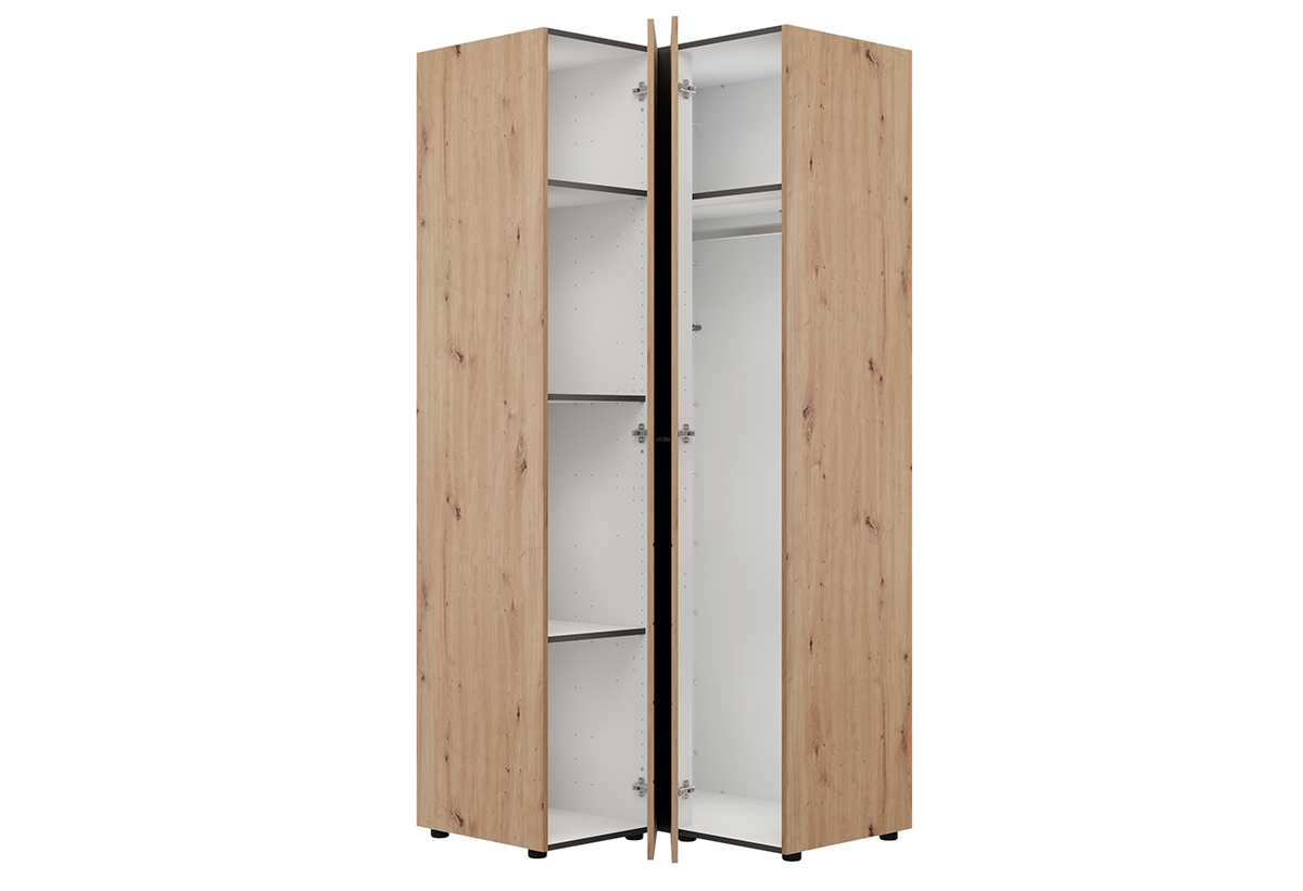 Απεικονίζεται η ντουλάπα ανοιχτή.